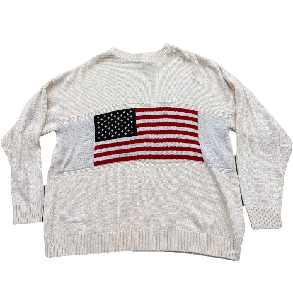 Stars and Stripes Sweater Mens XXL Flag Knit Pullover USA Patriotic 90 Olympics